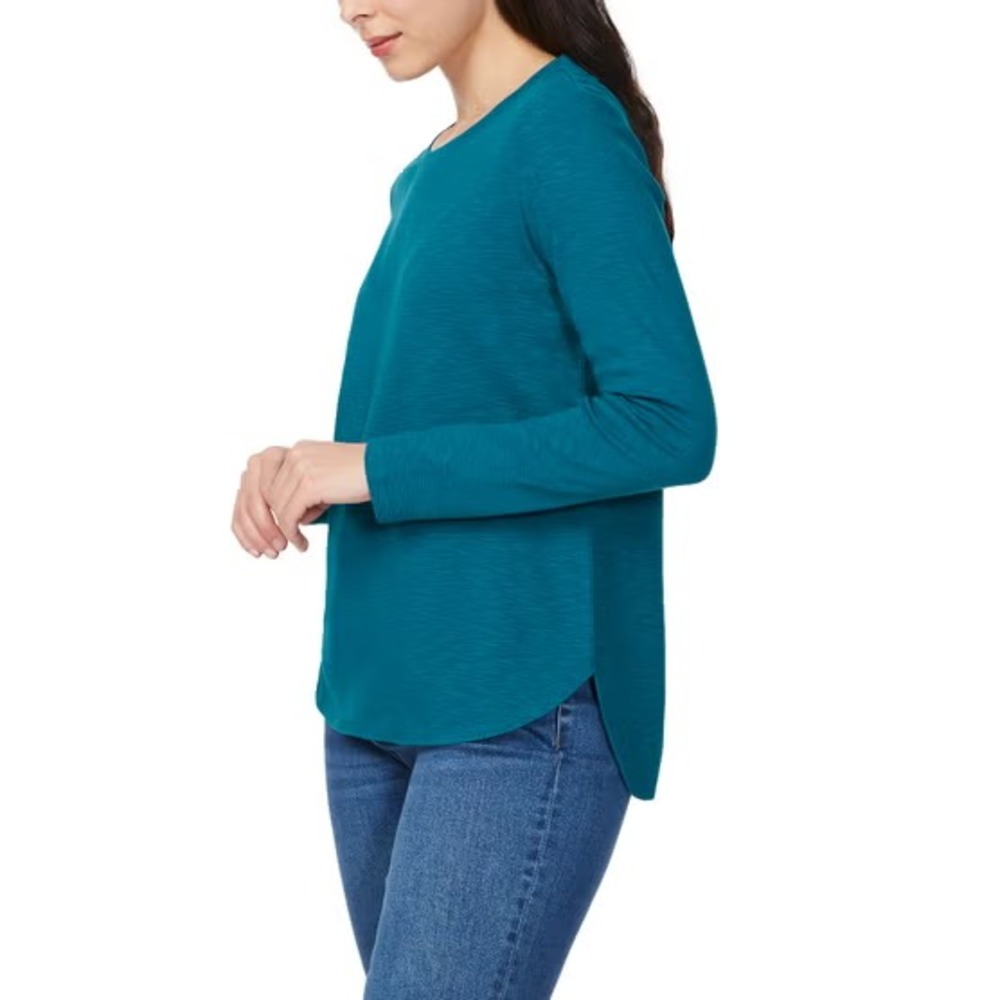 Kirkland Signature Women's Long Sleeve Slub Tee, Blue, Size: XL, New